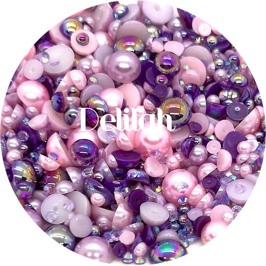 Glitter Heart Co.; Pink Purple Flatback Resin Pearl & Rhinestone Mix by Glitter Heart Co.™; Category:Bling & Pearls; Image:1
